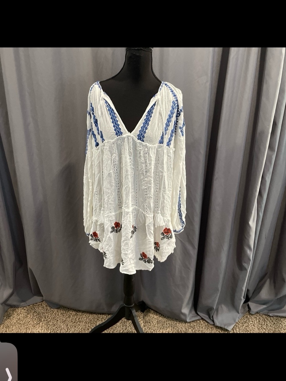 free people wild horses, embroidered BoHo peasant style mini dress small